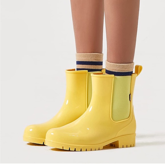 Planone Short Rain Boots for Women and Waterproof Garden Shoes Cream Yellow  New - Picture 2 of 6